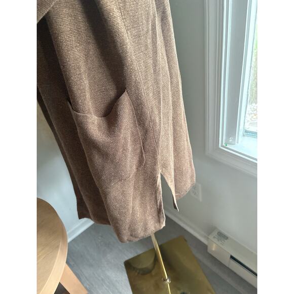 J. Crew Juliette Linen Duster Cardigan Sweater Size XS Tan Longline - Picture 6 of 10